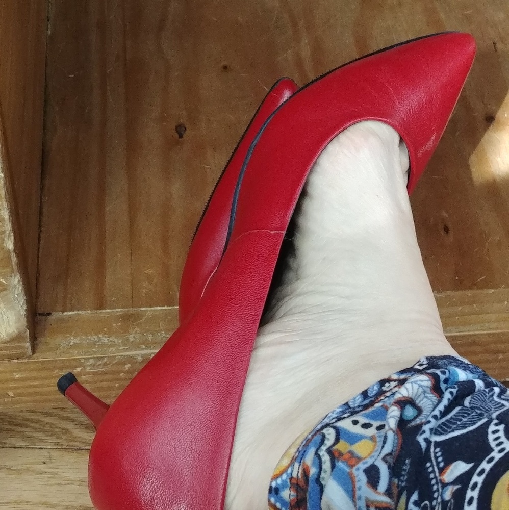 NWT Red Leather kitten heels
